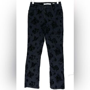 Jones New York Lexington Straight Black Floral Velvet Burnout Whimsigoth Goth 4P